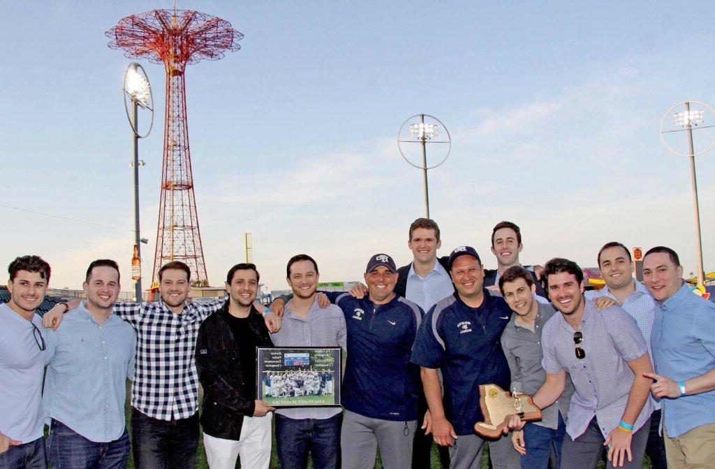 Matt Roventini with the 2007 undefeated team at a 2017 reunion at Coney Island